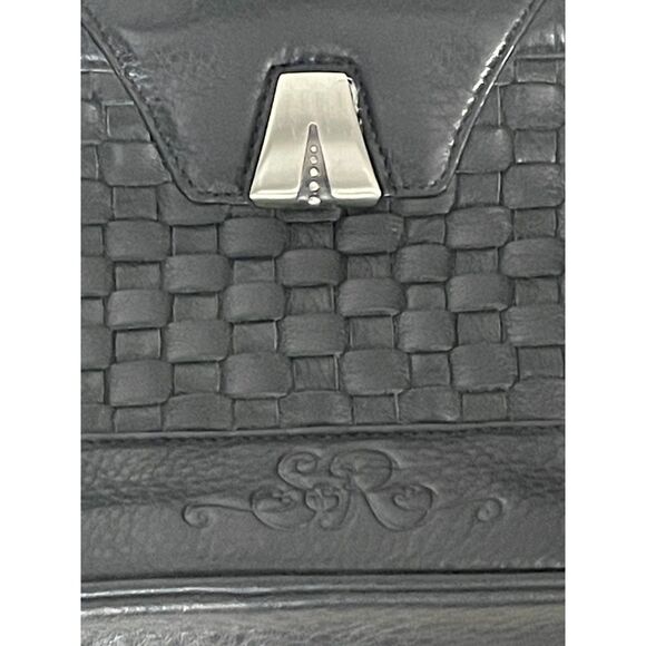 SO Rachel by Longaberger Black Woven Shoulder Bag Purse Faux Leather Y2K - Picture 3 of 10